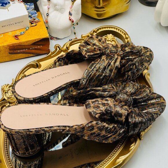 🆕 LOEFFLER RANDALL 🧿 NWOB Emilia Heeled Mules, Metallic Leopard, Sz 7 SAMPLE - Picture 4 of 15